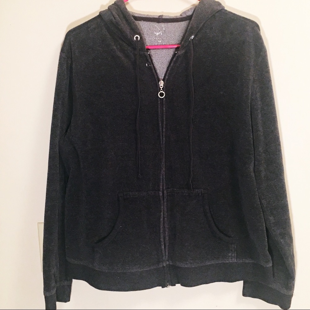 🌸Just My Size Grey Hooded ZIP Up Sweat Shirt. L